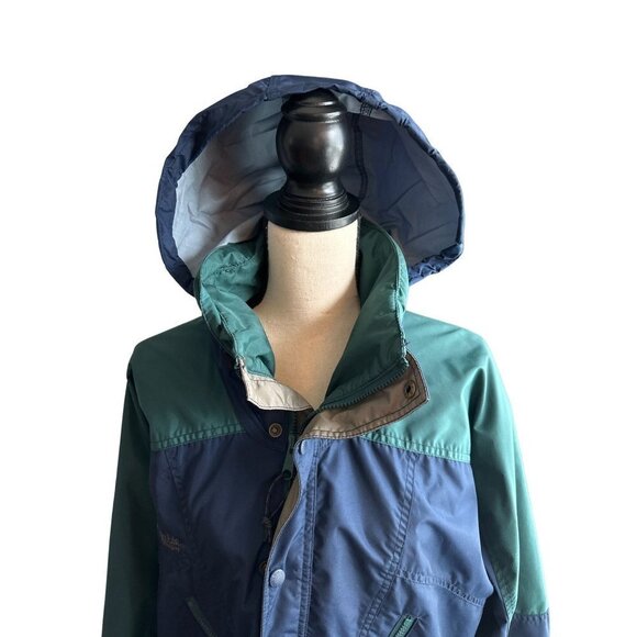 Columbia Coat Anorak Blue Winter Parka Blue Green 3/4 Button VINTAGE Size Large - Picture 6 of 14